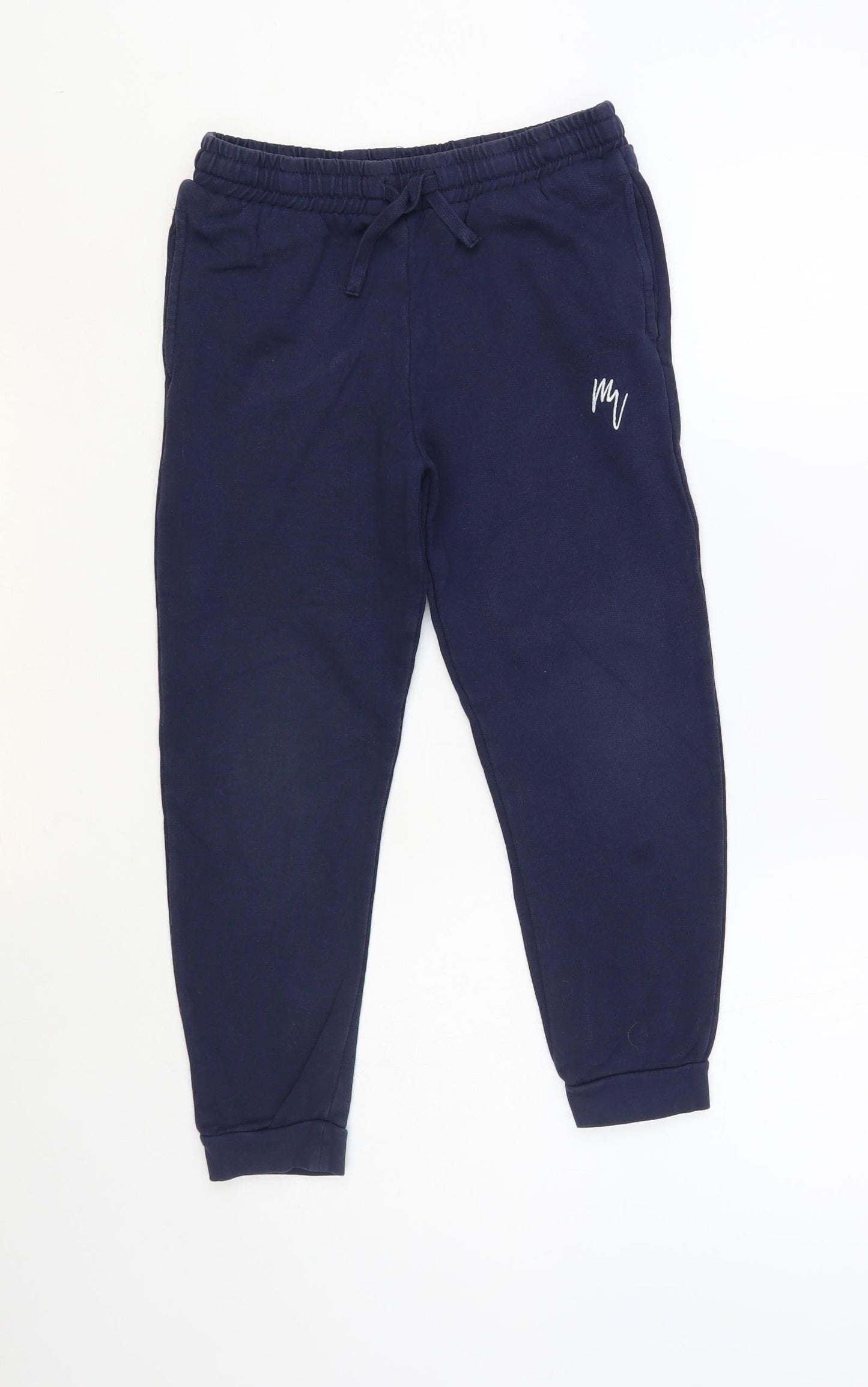 River Island Boys Blue Cotton Jogger Trousers Size 9-10 Years Regular Drawstring