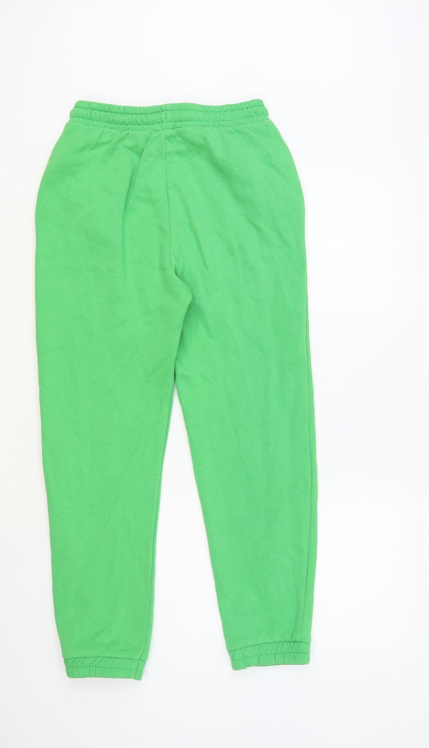 Zara Womens Green Cotton Jogger Trousers Size M L27 in Regular Drawstring