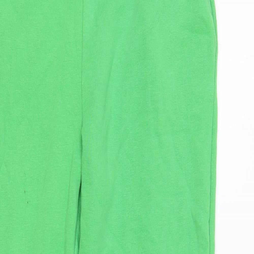 Zara Womens Green Cotton Jogger Trousers Size M L27 in Regular Drawstring