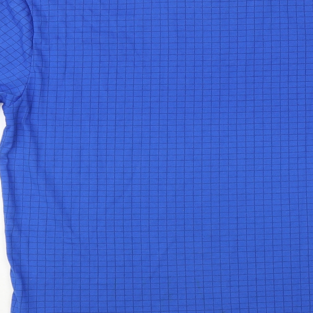 Slazenger Mens Blue Check Cotton Polo Size L Collared Button