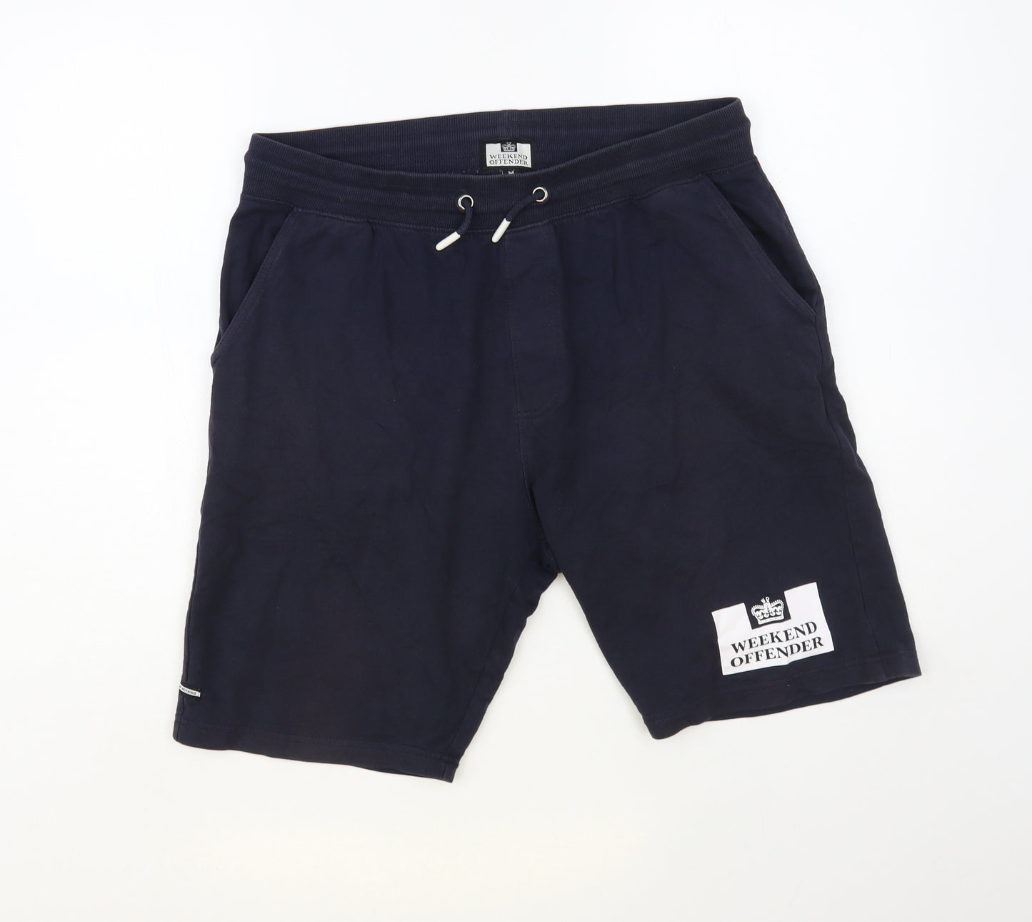 Weekend Offender Mens Blue Cotton Sweat Shorts Size M L10 in Regular Drawstring