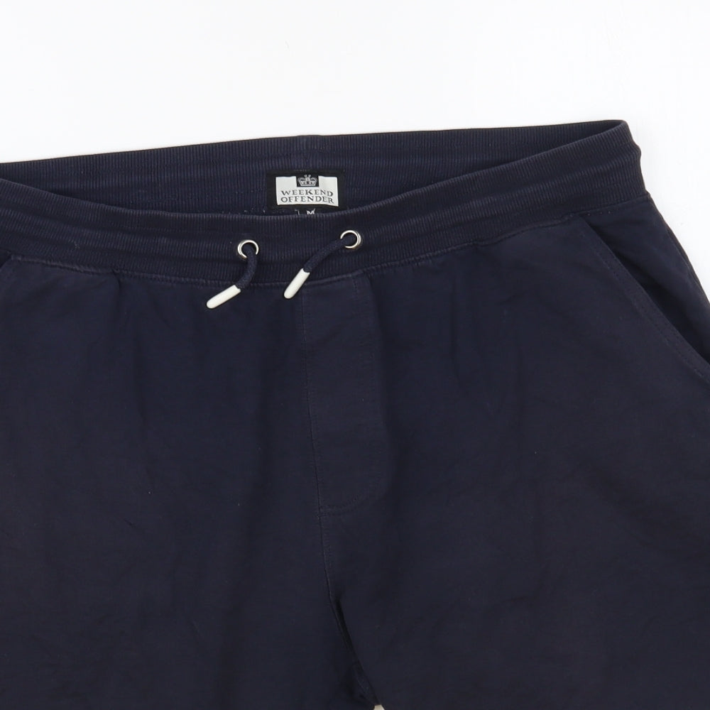Weekend Offender Mens Blue Cotton Sweat Shorts Size M L10 in Regular Drawstring