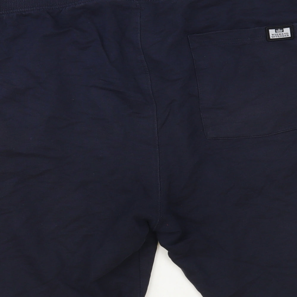 Weekend Offender Mens Blue Cotton Sweat Shorts Size M L10 in Regular Drawstring