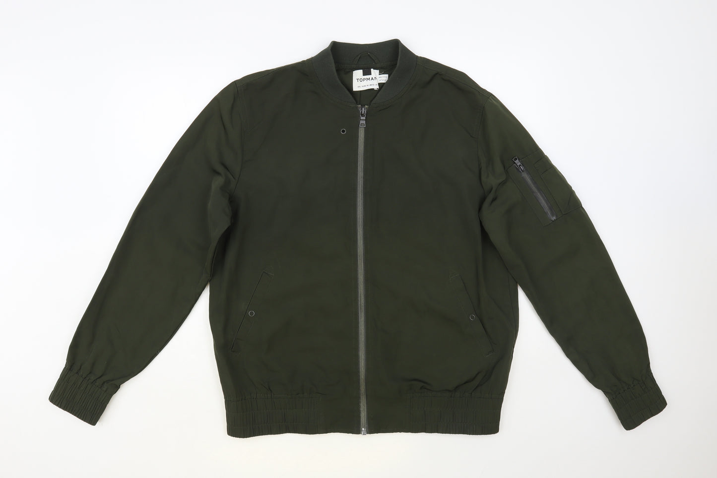 Topman Mens Green Bomber Jacket Jacket Size L Zip