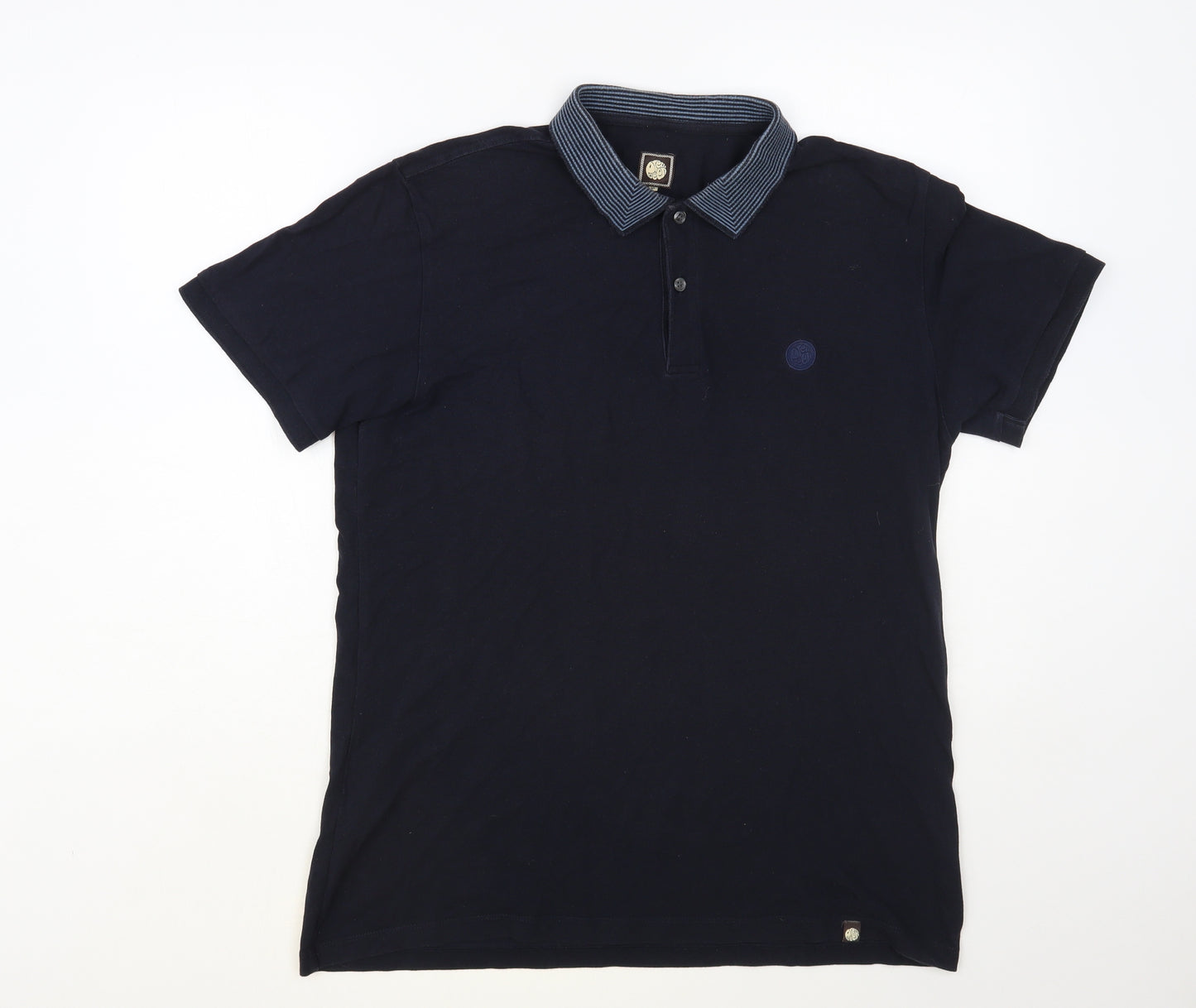 Pretty Green Mens Blue Cotton Polo Size XL Collared Button