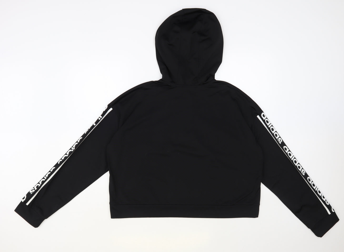 adidas Womens Black Polyester Pullover Hoodie Size L Zip