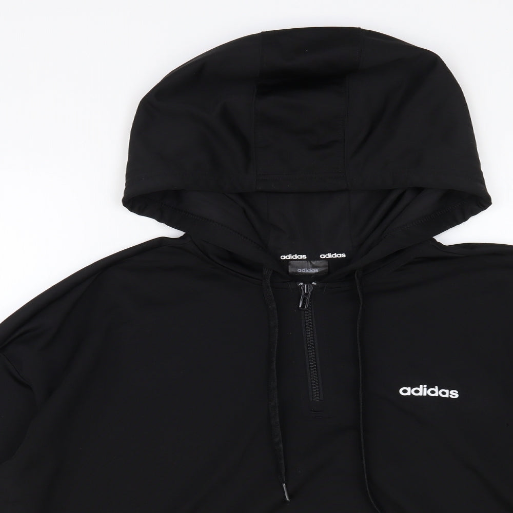 adidas Womens Black Polyester Pullover Hoodie Size L Zip