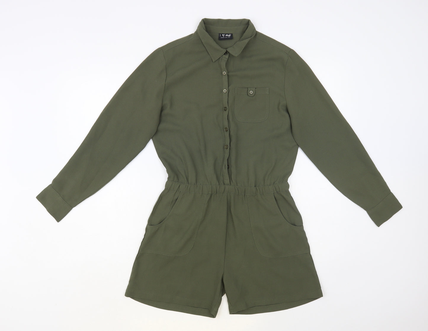 NEXT Girls Green Polyester Playsuit One-Piece Size 12 Years Button
