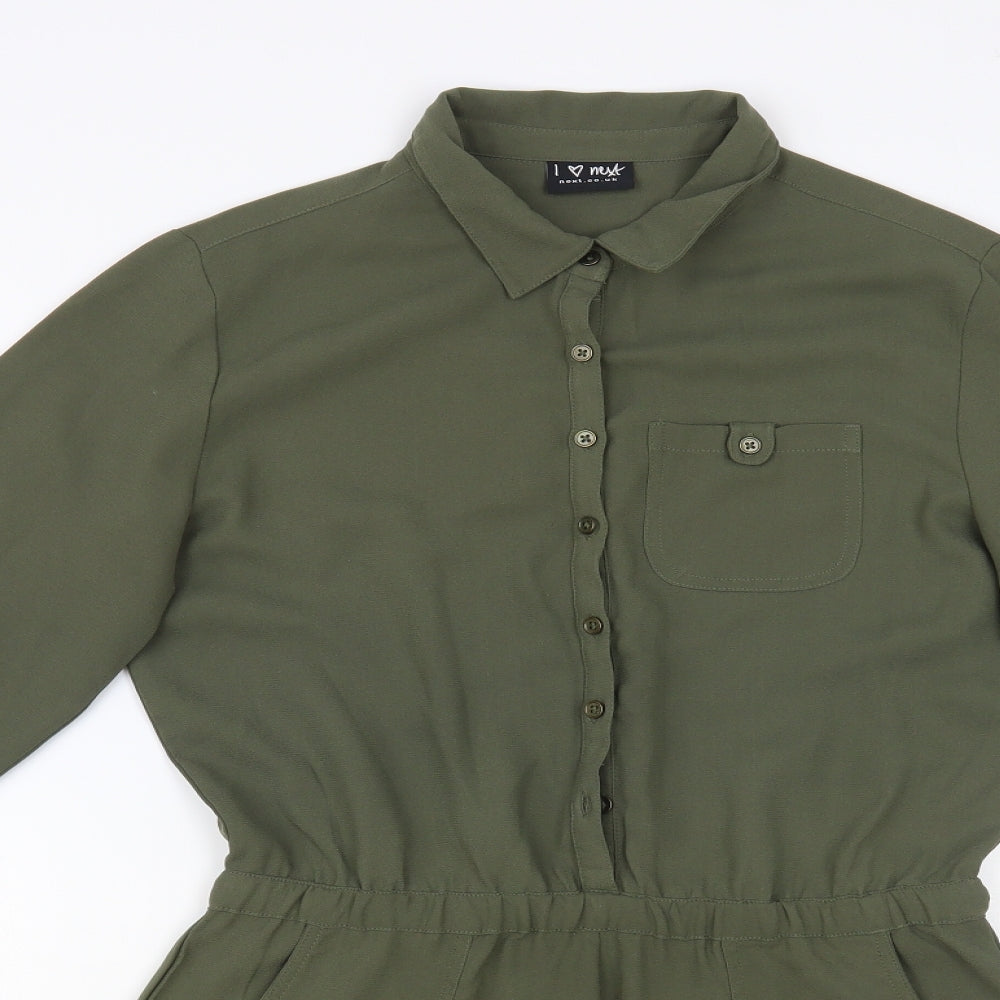 NEXT Girls Green Polyester Playsuit One-Piece Size 12 Years Button