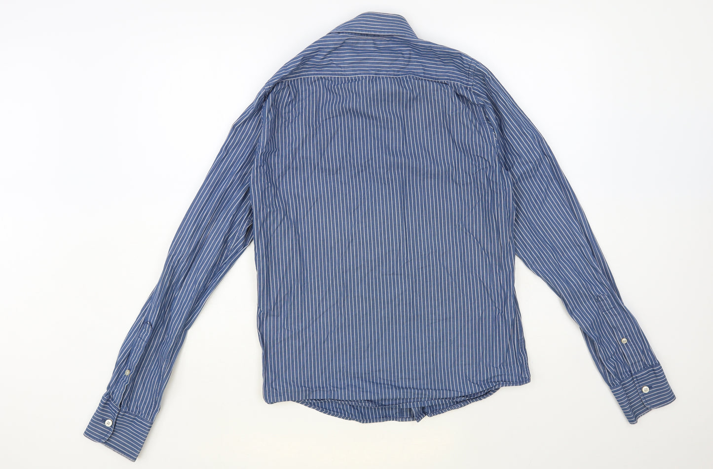 Hollister Mens Blue Striped Cotton Button-Up Size S Collared Button