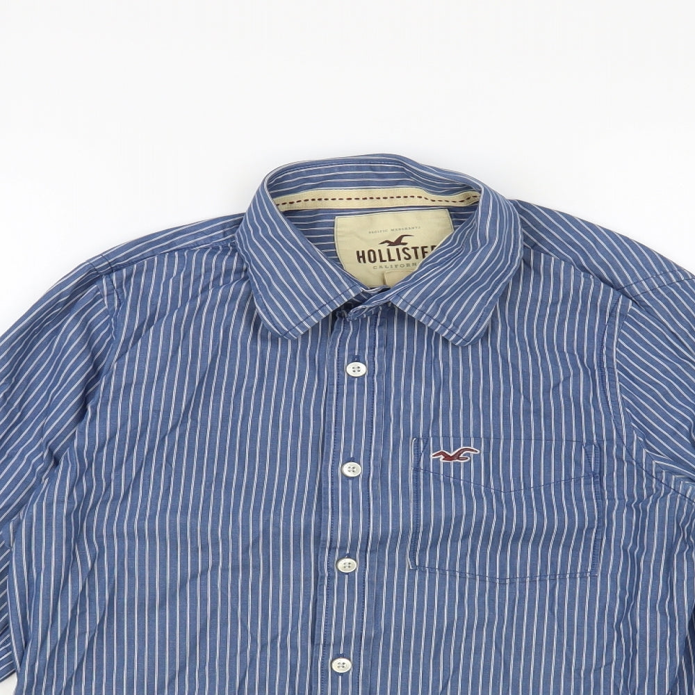 Hollister Mens Blue Striped Cotton Button-Up Size S Collared Button