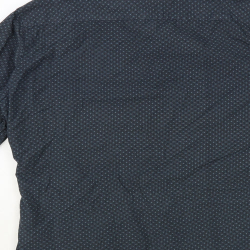 NEXT Mens Green Geometric Cotton Button-Up Size M Collared Button