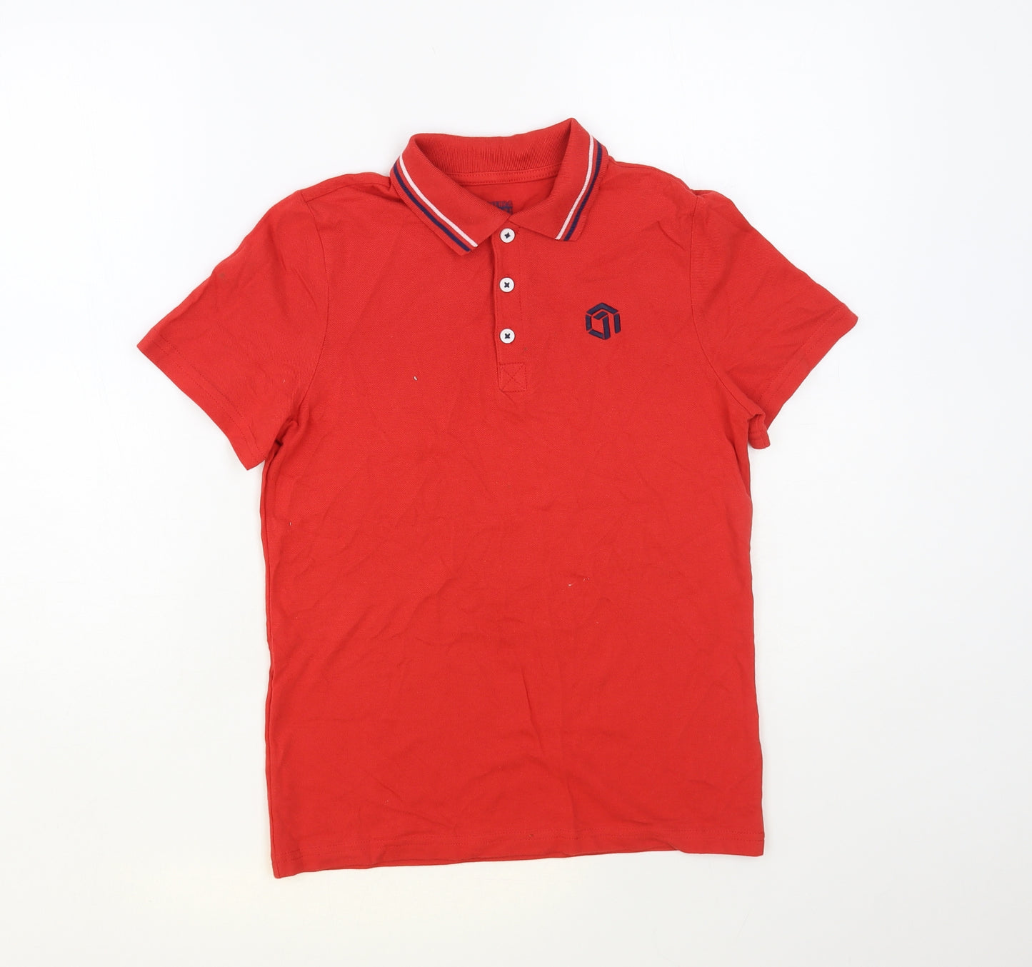 F&F Boys Red Cotton Pullover Polo Size 10-11 Years Collared Button