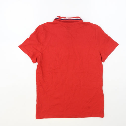F&F Boys Red Cotton Pullover Polo Size 10-11 Years Collared Button