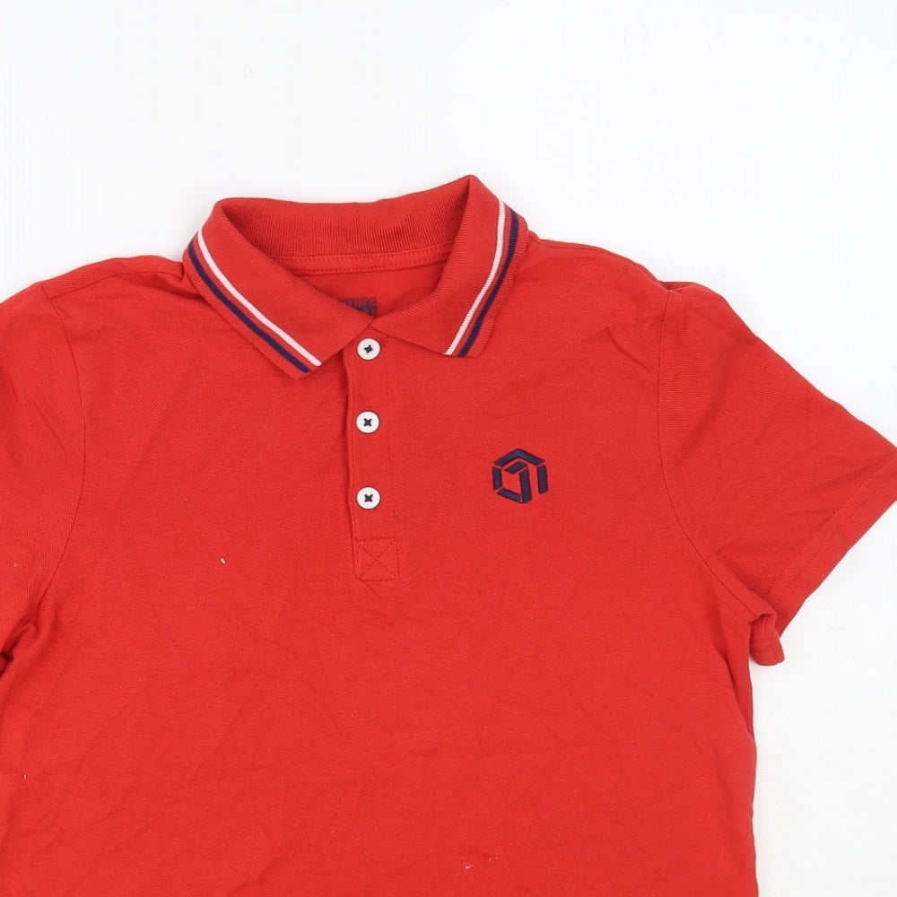 F&F Boys Red Cotton Pullover Polo Size 10-11 Years Collared Button