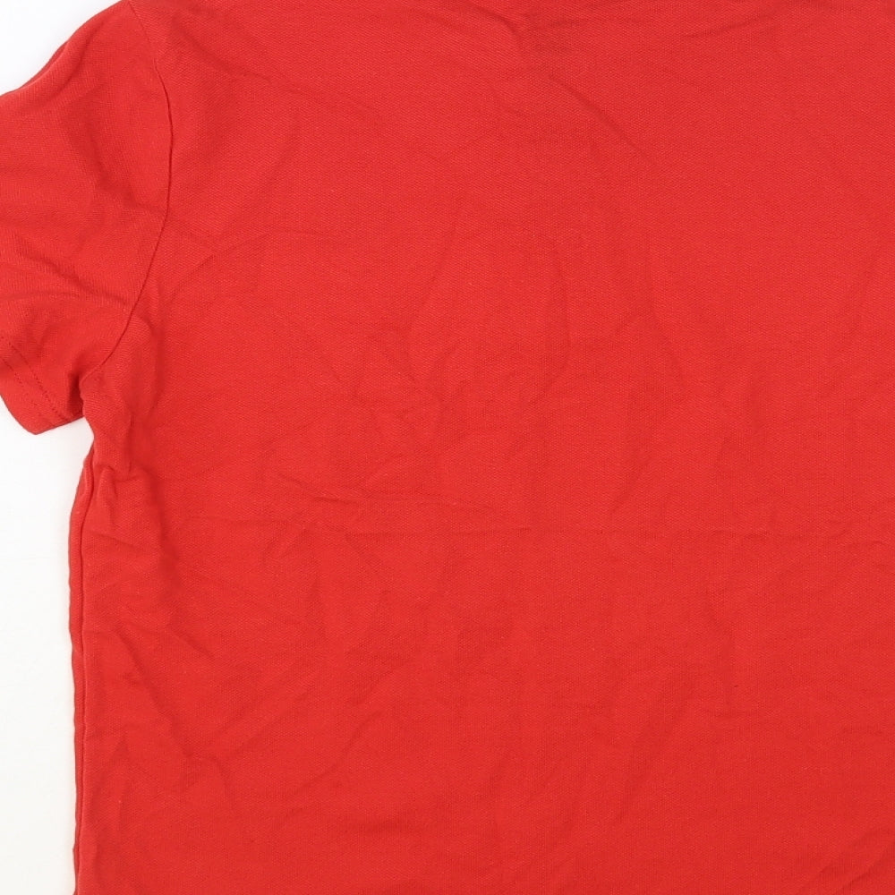 F&F Boys Red Cotton Pullover Polo Size 10-11 Years Collared Button