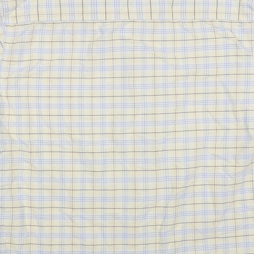 BHS Mens Ivory Plaid Cotton Button-Up Size L Collared Button
