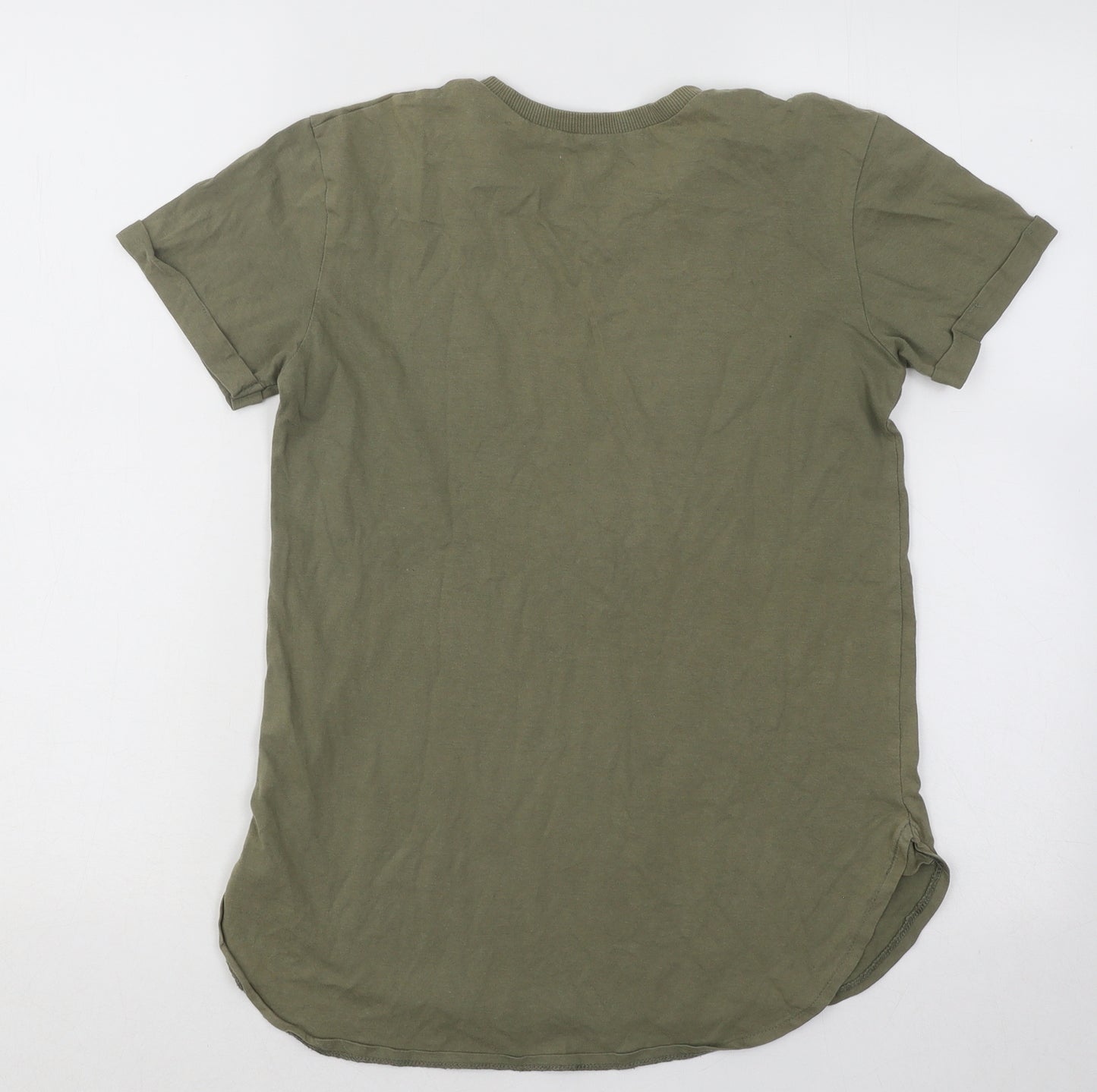 River Island Boys Green Cotton Basic T-Shirt Size 9-10 Years Round Neck Pullover