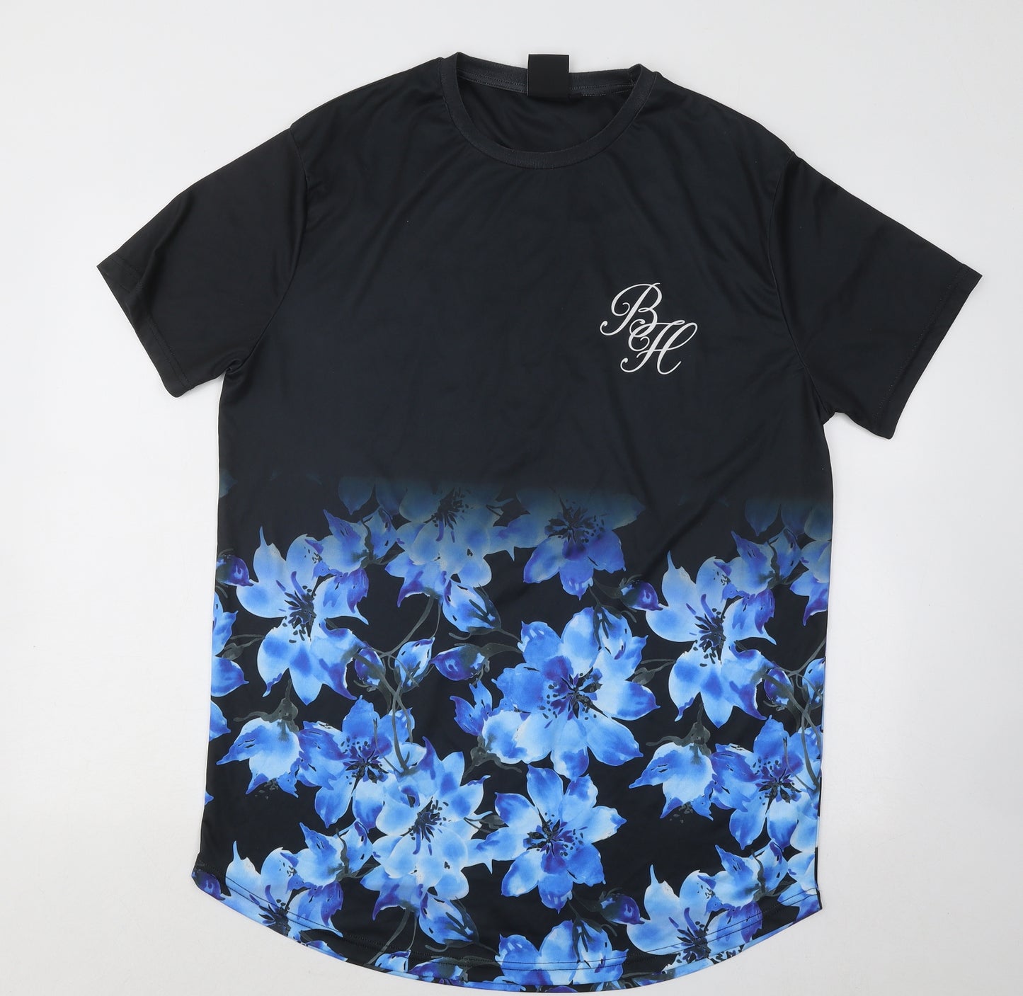 Beck & Hersey Mens Blue Floral Polyester T-Shirt Size 2XL Round Neck