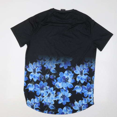 Beck & Hersey Mens Blue Floral Polyester T-Shirt Size 2XL Round Neck