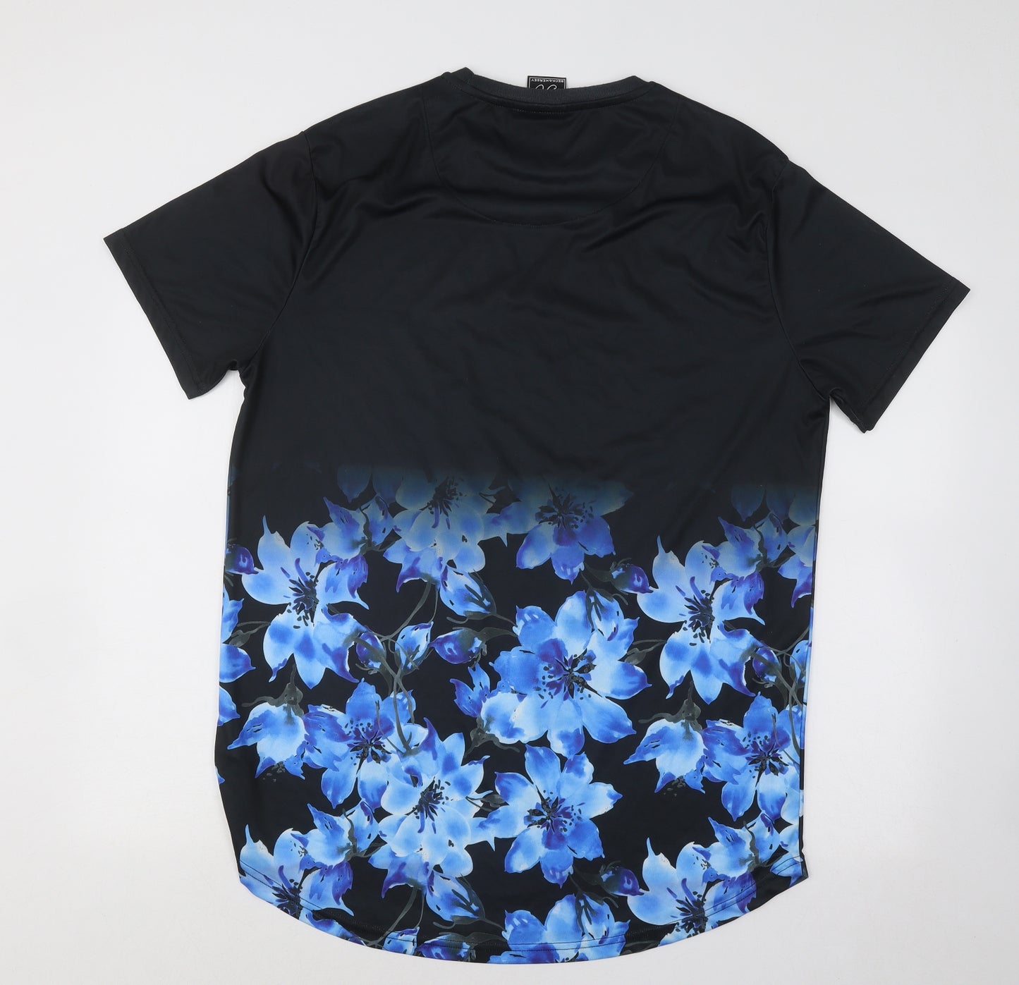 Beck & Hersey Mens Blue Floral Polyester T-Shirt Size 2XL Round Neck