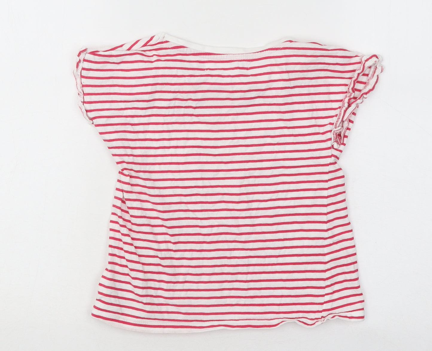 Minoti Girls Pink Striped Cotton Basic T-Shirt Size 6-7 Years Round Neck Pullover - Bonjour