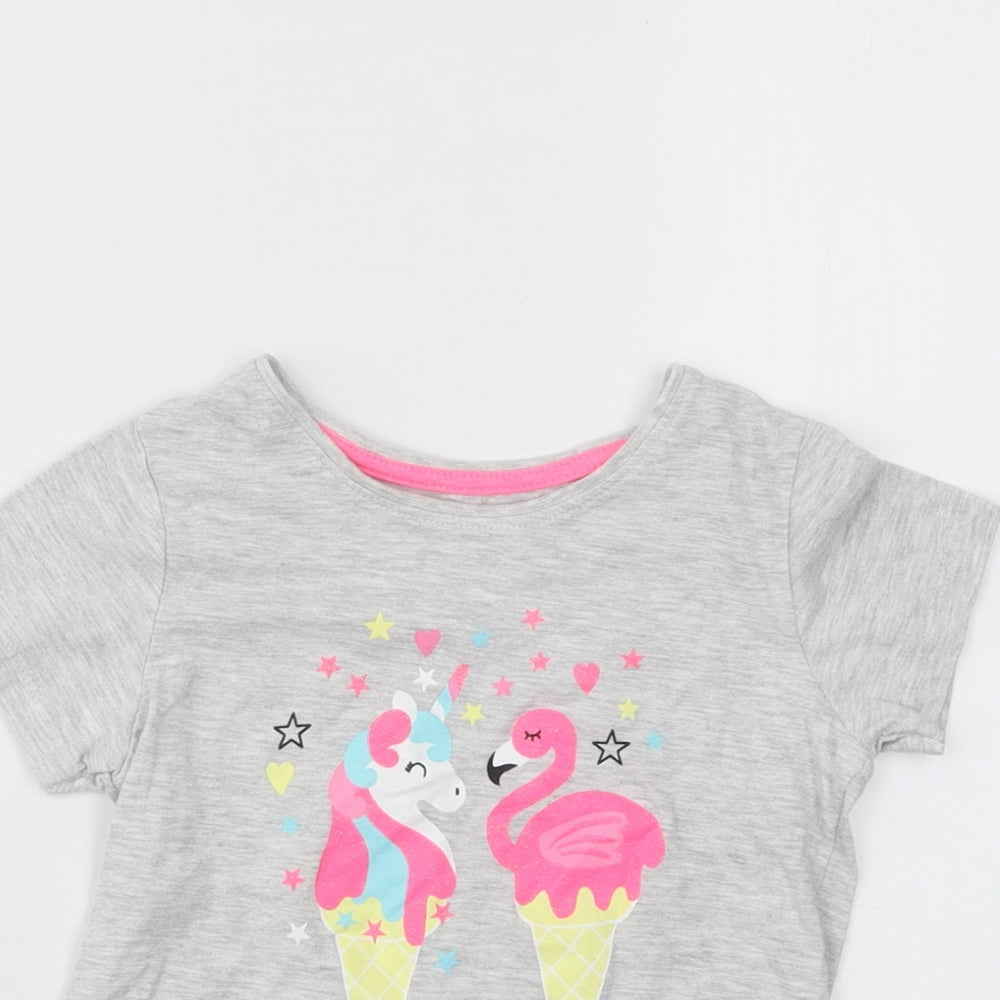 Primark Girls Grey Cotton Basic T-Shirt Size 5-6 Years Round Neck Pullover - Chill Out