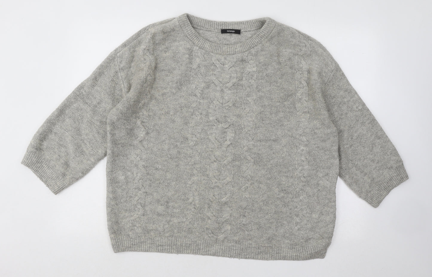 George Womens Grey Round Neck Acrylic Pullover Jumper Size 12