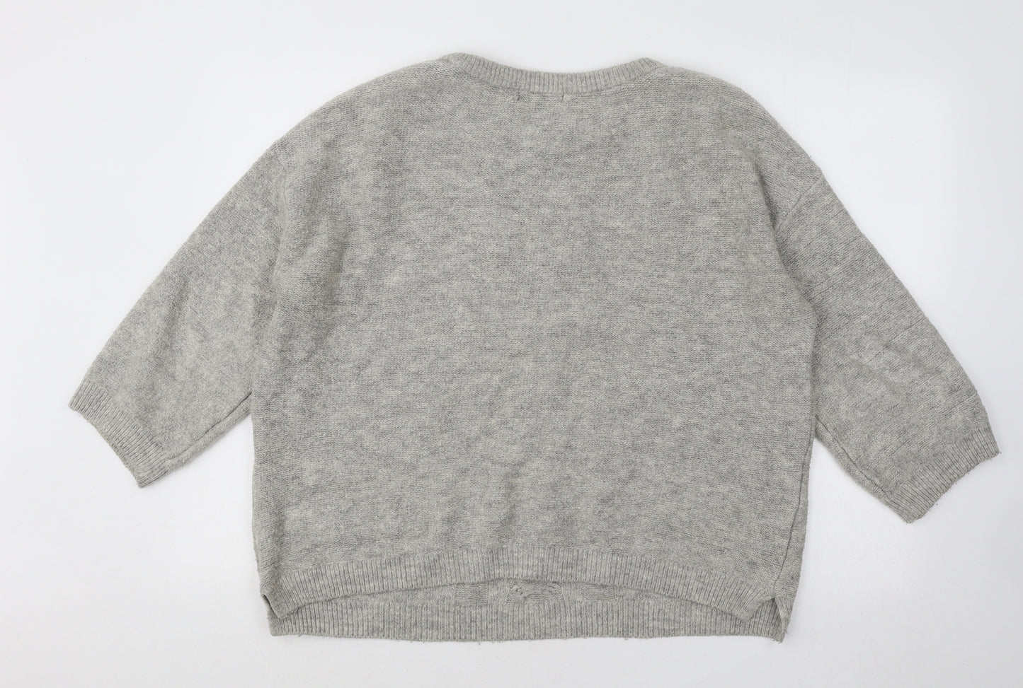 George Womens Grey Round Neck Acrylic Pullover Jumper Size 12