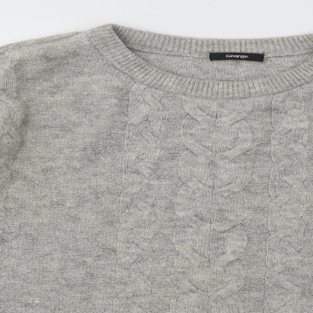 George Womens Grey Round Neck Acrylic Pullover Jumper Size 12