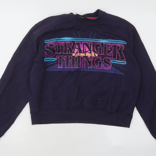 Preworn Womens Blue Cotton Pullover Sweatshirt Size S Pullover - Stranger Things