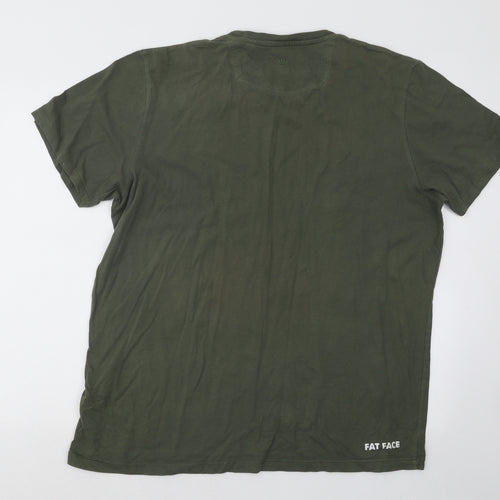 Fat Face Mens Green Cotton T-Shirt Size XL Round Neck - Tea Solves Everything