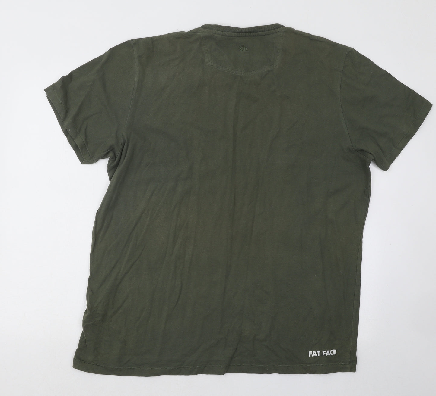 Fat Face Mens Green Cotton T-Shirt Size XL Round Neck - Tea Solves Everything