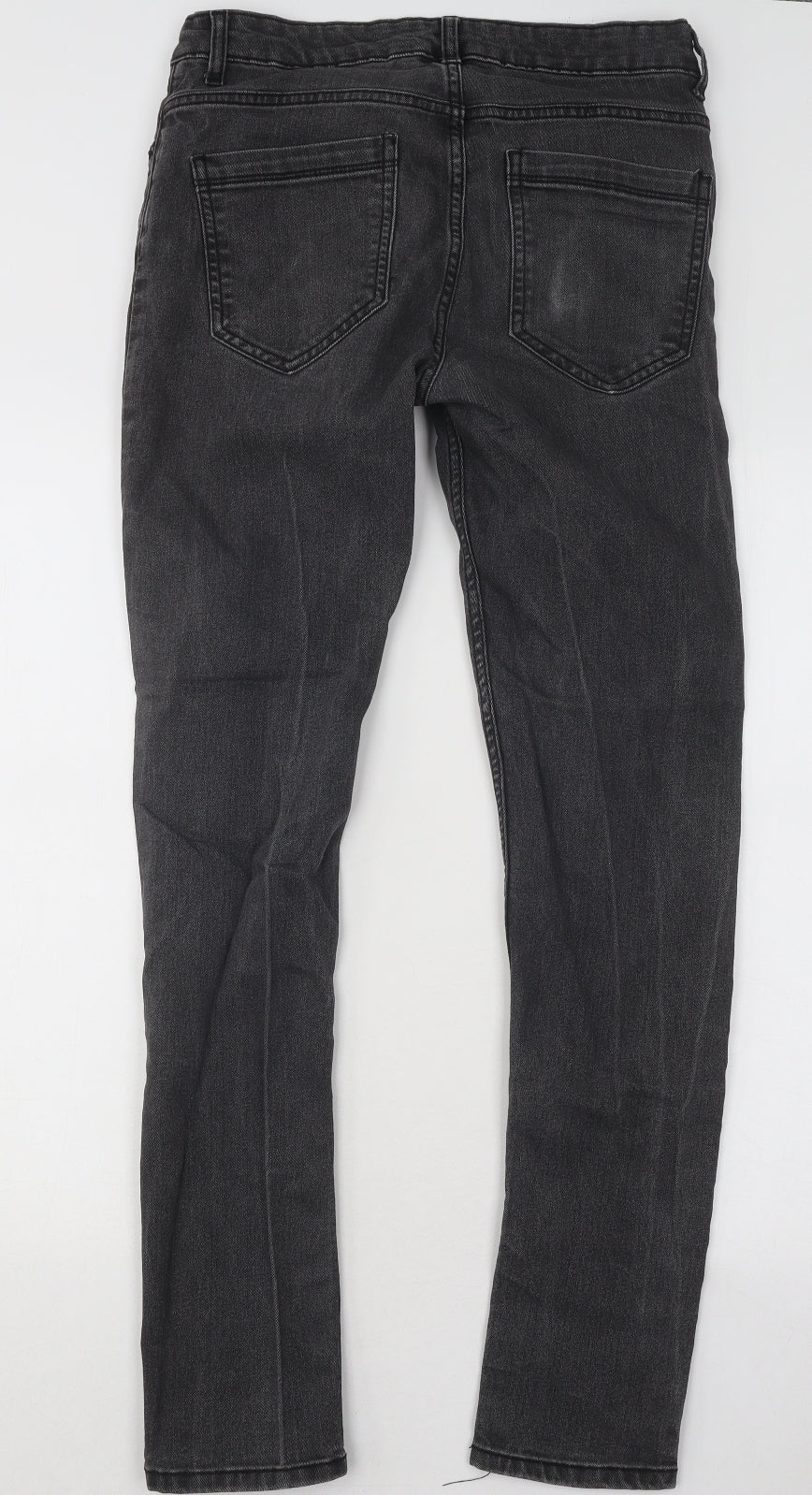Primark Mens Grey Cotton Skinny Jeans Size 30 in L32 in Regular Button