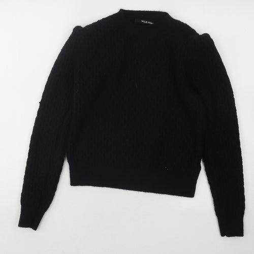 Wild Pony Womens Black Round Neck Acrylic Pullover Jumper Size S