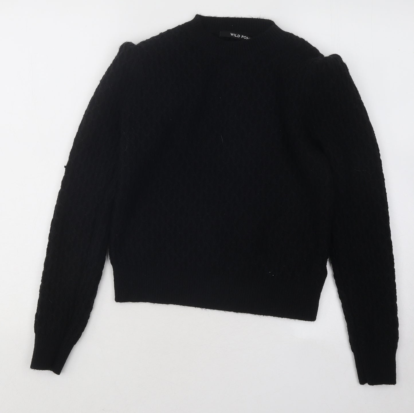 Wild Pony Womens Black Round Neck Acrylic Pullover Jumper Size S