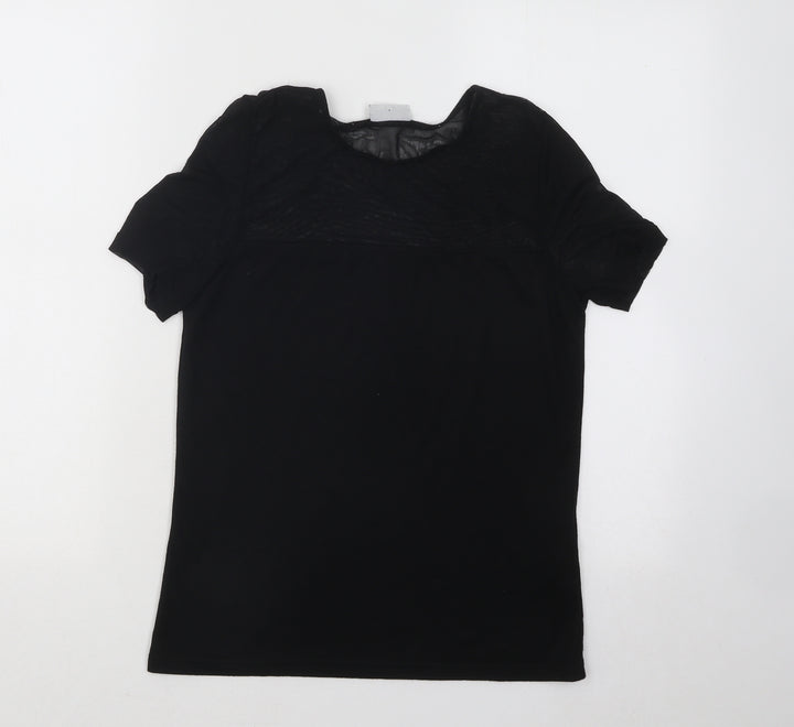 Noisy may Womens Black Polyester Basic T-Shirt Size S Round Neck