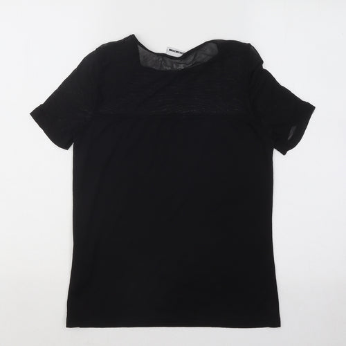 Noisy may Womens Black Polyester Basic T-Shirt Size S Round Neck