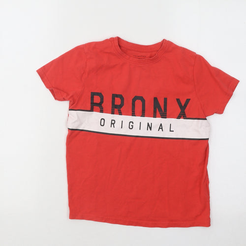 Primark Boys Red Cotton Basic T-Shirt Size 8-9 Years Round Neck Pullover - Bronx