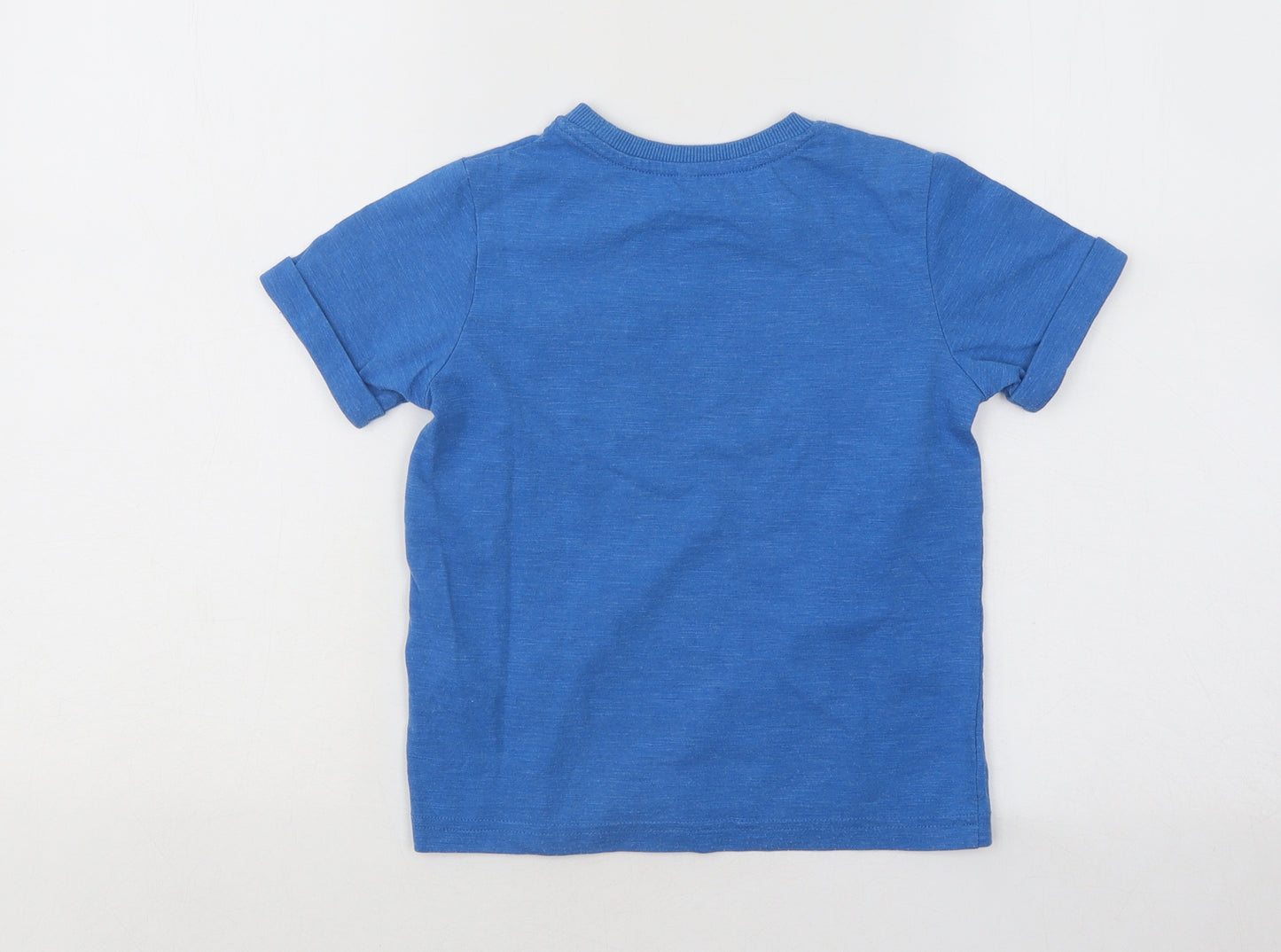 Marks and Spencer Boys Blue Cotton Basic T-Shirt Size 4-5 Years Round Neck Pullover