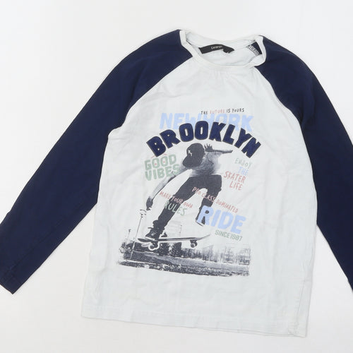 George Boys White Cotton Basic T-Shirt Size 6-7 Years Round Neck Pullover - Brooklyn Stakeboard