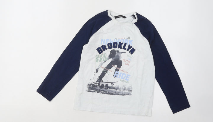 George Boys White Cotton Basic T-Shirt Size 6-7 Years Round Neck Pullover - Brooklyn Stakeboard