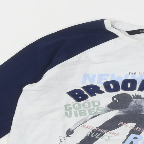 George Boys White Cotton Basic T-Shirt Size 6-7 Years Round Neck Pullover - Brooklyn Stakeboard