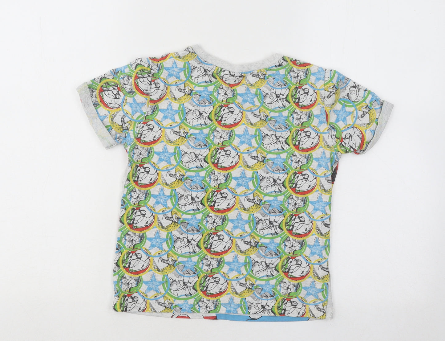 Marvel Boys Multicoloured Geometric Cotton Basic T-Shirt Size 7-8 Years Round Neck Pullover - Marvel Heroes
