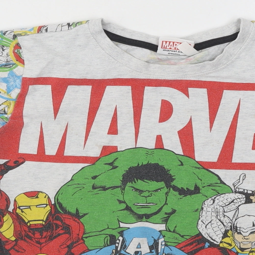 Marvel Boys Multicoloured Geometric Cotton Basic T-Shirt Size 7-8 Years Round Neck Pullover - Marvel Heroes