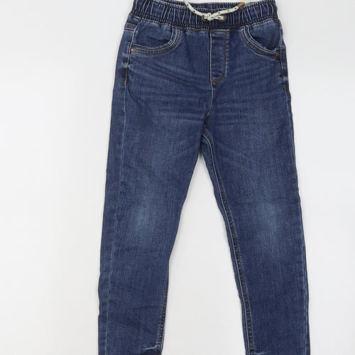 George Boys Blue Cotton Skinny Jeans Size 5-6 Years Regular Drawstring