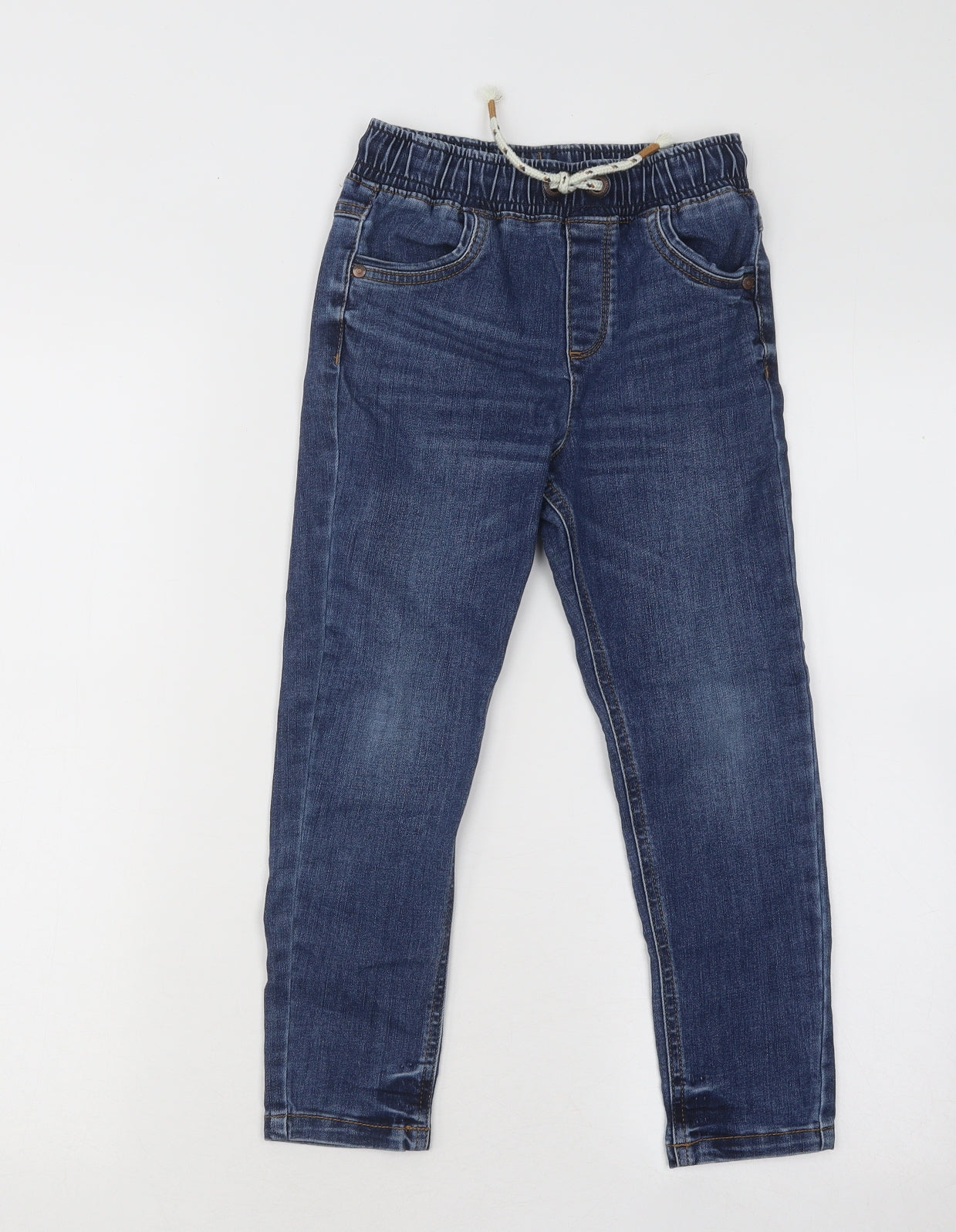 George Boys Blue Cotton Skinny Jeans Size 5-6 Years Regular Drawstring