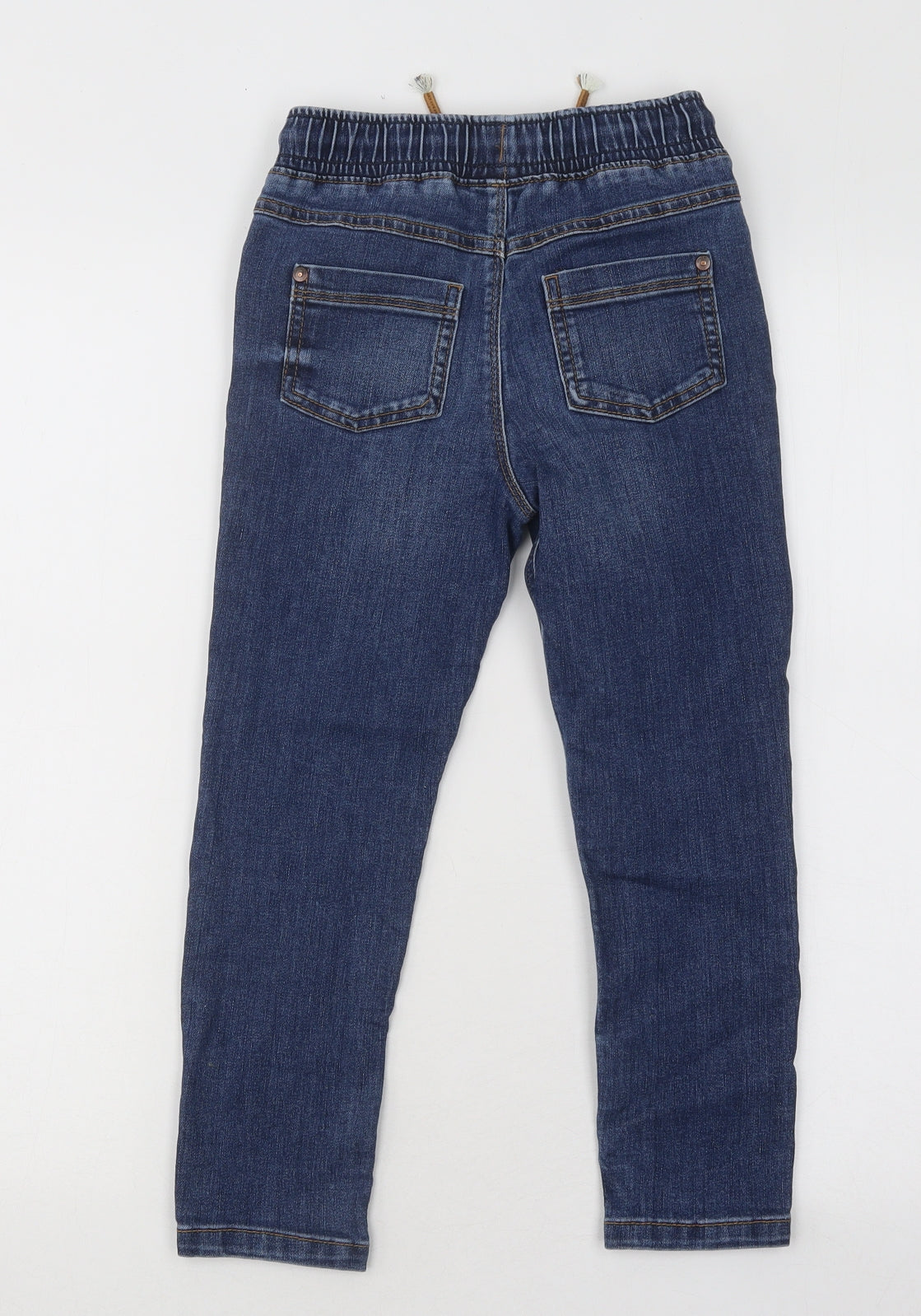 George Boys Blue Cotton Skinny Jeans Size 5-6 Years Regular Drawstring