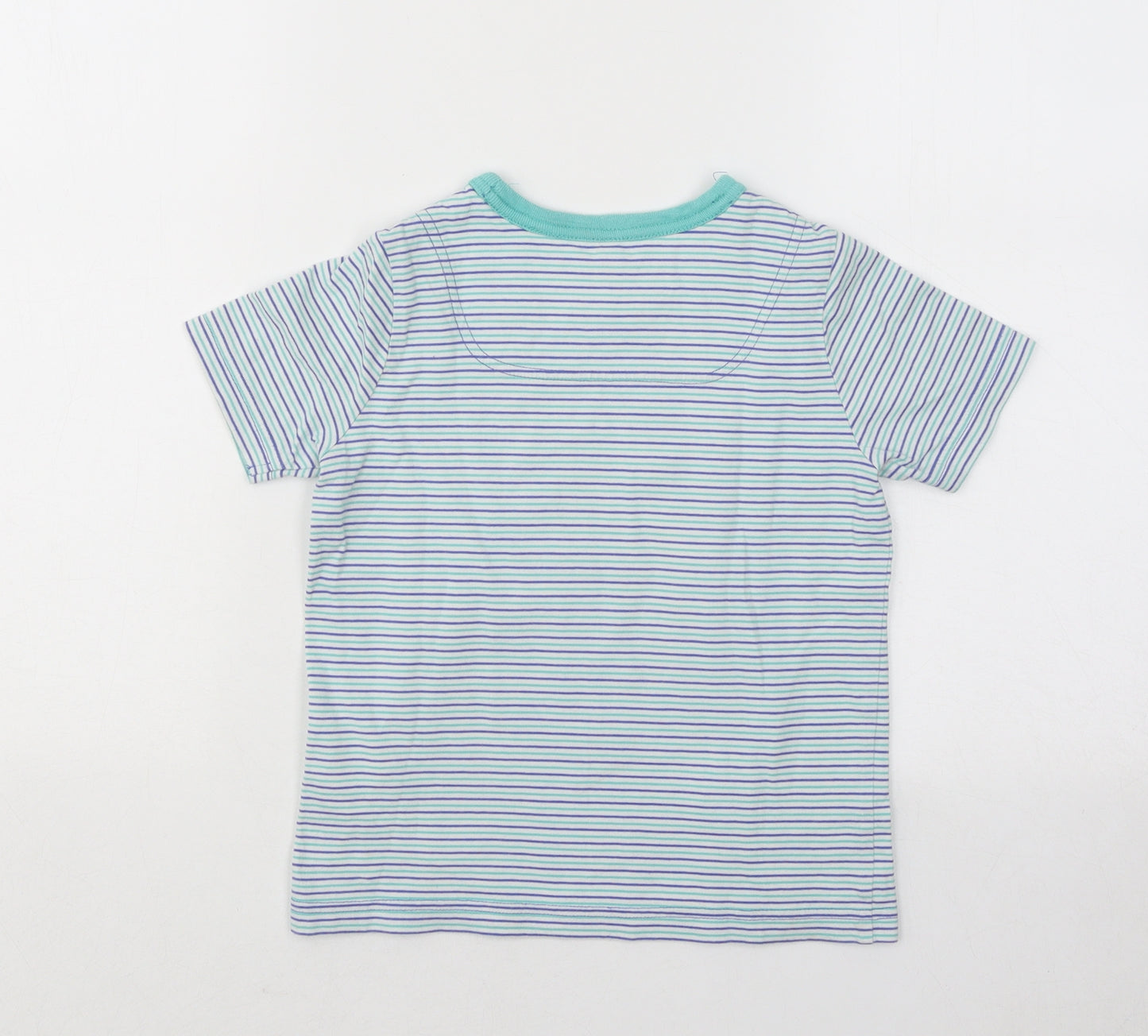 Joules Boys Multicoloured Striped Cotton Basic T-Shirt Size 5 Years Round Neck Pullover - Boat Sailing
