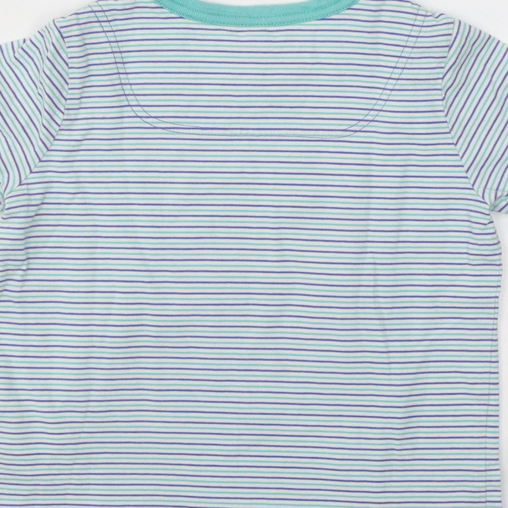 Joules Boys Multicoloured Striped Cotton Basic T-Shirt Size 5 Years Round Neck Pullover - Boat Sailing